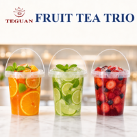 Gobelets en plastique personnalisés avec logo, couvercle transparent, durables, anti-fuite, 1L, en PP, jetables, pour boissons froides, jus et lait