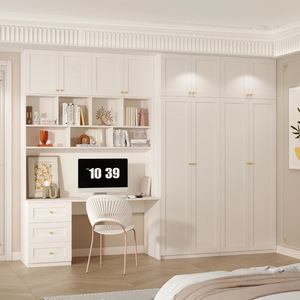 Ensemble armoire-<span class=keywords><strong>bureau</strong></span> léger de style français, armoire intégrée avec étagère ouverte et <span class=keywords><strong>bureau</strong></span>, meuble de rangement et d'étude tout-en-un pour chambre à coucher - Product Image 1