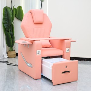 Pedicure Chair Pu Leather <b>Reclining</b> Foot Spa Massage Chair With 7 Color LED Lamp Pipeless Tub For Nail Salon - Product Image 1