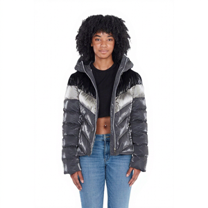 Premium Contrast Puffer <b>Women</b>’s <b>Jacket</b> For Winter Custom Casual Wear For <b>Women's</b> Windproof <b>Zipper</b> Closure Side Pocket Coat - Product Image 1