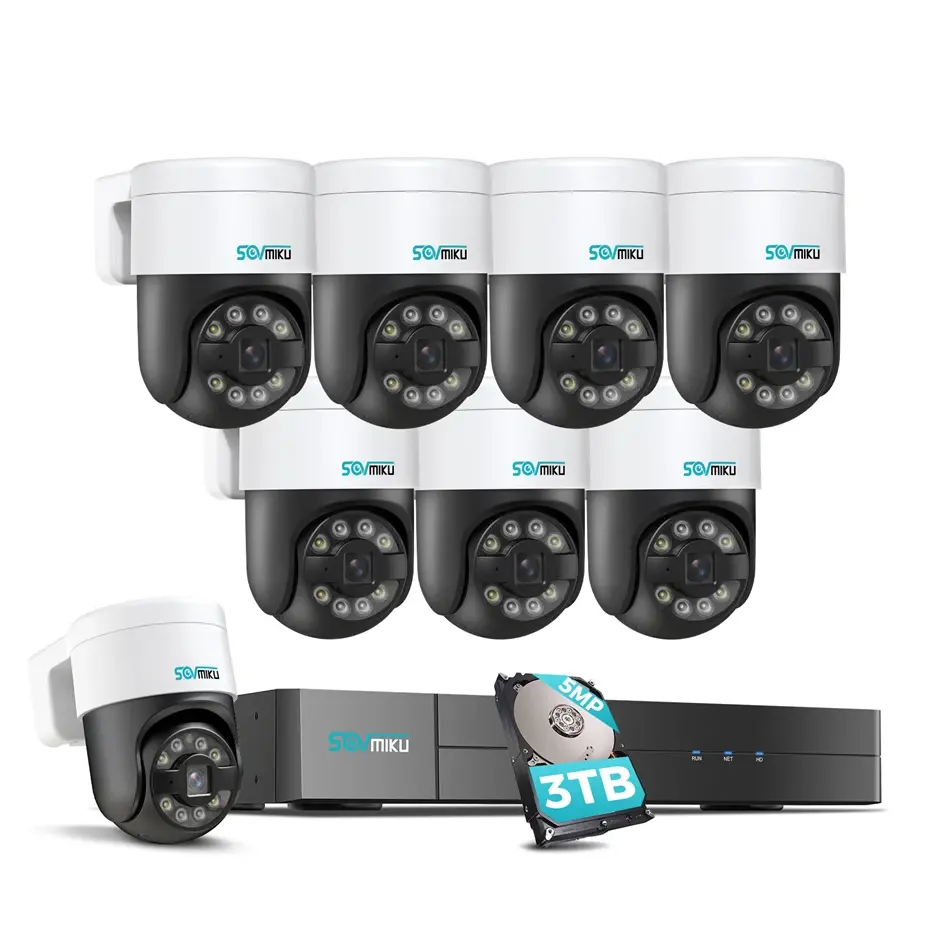 IP67 5MP H265 IP keamanan luar ruangan POE Ptz CCTV 8-channel 4K Nvr 5MP sistem kamera keamanan