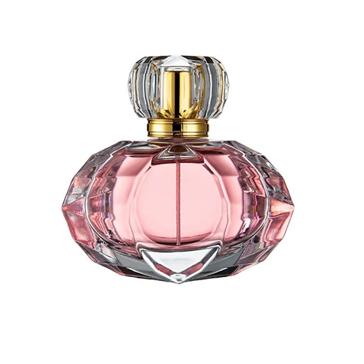 75ml Perfume Glass Bottle Pink Transparent Heart Shape Women Glass Parfum Bottle With Gift Box Pump Sprayer