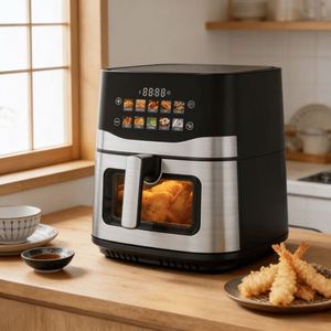 Friteuses à air numériques grande capacité 9,0 L et 10,5 L en acier inoxydable, friteuse à air intelligente avec fenêtre de visualisation et écran couleur - Product Image 6