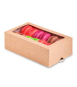 กล่องกระดาษคราฟท์สำหรับใส่มาการองแบบขายส่ง มีหน้าต่างใส ป้องกันการรั่วซึม สำหรับอาหารแบบนำกลับบ้าน พร้อมโลโก้สั่งทำได้ - Product Image 1