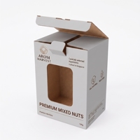 Boîte en carton ondulé robuste pliable avec fenêtre transparente et logo personnalisé pour l'emballage alimentaire (noix) ou la présentation de cadeaux