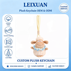 Porte-clés mignon en peluche sherpa en forme de mouton avec grand sourire et col à volants écossais, sangle en corde d'escalade nouée, décoration de sac animalière - Product Image 1