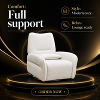 Fauteuil inclinable électrique blanc moderne avec coussin décoratif pour salon