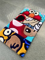 Logo personnalisé forme irrégulière 3D dessin animé drôle animaux Design tapis tapis acrylique touffeté à la main
