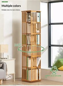 Étagère à livres moderne rotative à 360 degrés en bambou à 6 niveaux, bibliothèque pour enfants, rangement <span class=keywords><strong>invisible</strong></span> pour étudiants, salon - Product Image 4