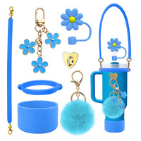 Accessoires de tasse pour gobelet avec botte en silicone paille Topper couverture capuchon bâton crochet porte-clés décoration anneau poignée Portable