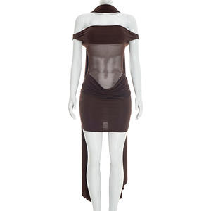 Viviblook J26DS053 Vestido de Mujer Nuevo con Lazo en el Hombro, Plisado, de Malla, Mini Vestido de Fiesta para Damas - Product Image 5