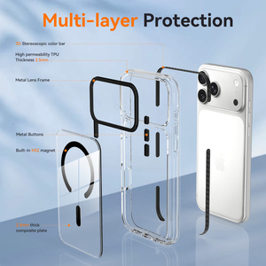 Nueva Funda Magnética Transparente para <span class=keywords><strong>iPhone</strong></span> 18 Pro Max, Marco Metálico para Cámara, TPU+PC, Antigolpes, para <span class=keywords><strong>iPhone</strong></span> 15 16 17 18 Pro - Product Image 6