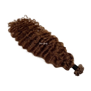 Extensioni di Capelli Umani Vergini Ondulati con Cheratina Invisibile BC Curl KTIP Marrone Scuro 100g, Aspetto Naturale Morbido, Cuticole Allineate - Product Image 3