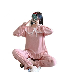 Pijama De Manga Larga Para Mujer - Algodón, Cuello En V, Cómodo Para Casa, Primavera Y Otoño