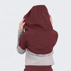 New PIHA SPORTS Womens Winter Windproof Polyester/Cotton Casual Crop Top <b>Pullover</b> Hooded Sweatshirt <b>Jumper</b> Hoodie - Product Image 5