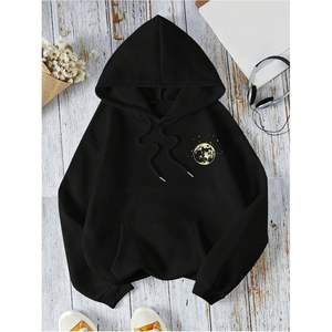 Sudadera con Capucha Personalizada para Mujer, con Estampado de Fase Lunar, Manga Larga, Estilo Pullover, para Otoño, Corte Regular, 100% Algodón Tejido - Product Image 2