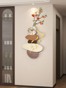 <span class=keywords><strong>Reloj</strong></span> de Pared de Madera Estilo Chino, Decoración Floral, Plato Redondo Apilado, <span class=keywords><strong>Reloj</strong></span> Grande para Decoración de Salas de Estar y Dormitorios - Product Image 3