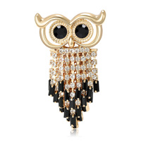 Broche unisexe en argent avec motif hibou, faible MOQ, pour hommes, accessoires vestimentaires, tenue de travail, broche à strass, cadeaux personnalisés, bureau