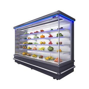 Supermercado Tienda de comestibles <span class=keywords><strong>No</strong></span> <span class=keywords><strong>Frost</strong></span> Comercial Vegetal Frutas Display Refrigerador Bebida Enfriador abierto para la venta - Product Image 1