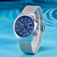 Montre à quartz classique pour homme Benyar BY-5200, bracelet en maille, aiguilles lumineuses, chronomètre, affichage de la date, montres de business, Reloj Para Hombre