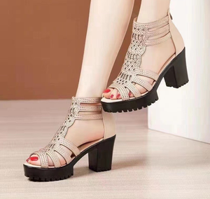 <span class=keywords><strong>Sandali</strong></span> con Tacco Alto in Tessuto Morbido da Donna, Stivali Estivi con Suola Spessa Antiscivolo, Eleganti Stile Club con Chiusura <span class=keywords><strong>a</strong></span> Fibbia per Esterni - Product Image 2