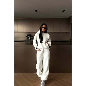 <b>White</b> Two-Tone Hooded <b>Tracksuit</b> Comfortable Breathable Casual Vintage for Jogging XXL Printed Logo 2-Piece Set Minimum 2 Pieces - Product Image 3