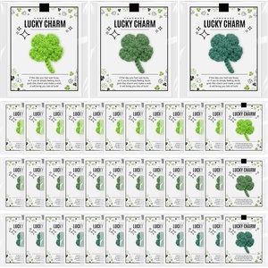 ของขวัญนำโชค งานถักโครเชต์รูปใบโคลเวอร์ 4 แฉก การ์ดนำโชค และถุงแบบมีกาวใน<span class=keywords><strong>ตัว</strong></span> ของที่ระลึกสไตล์ไอริช - Product Image 1