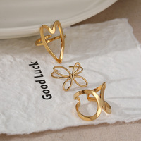 Bagues ouvertes en forme de pétale de fleur plaquées or 18 carats PVD créatives Gaovo, bagues en acier inoxydable 316 de qualité supérieure, bijoux de mode pour femmes