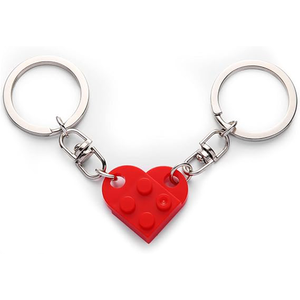 Ensemble de porte-clés en forme de cœur à faire soi-même, blocs de construction en briques acryliques <span class=keywords><strong>pour</strong></span> les couples, 2 pièces, cadeaux d'amour assortis, petit ami, petite amie, Noël - Product Image 1