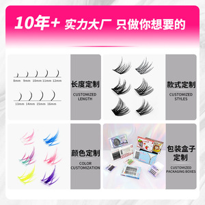 Kit DIY de cils en grappe 5D Lakanaku, 10 rangées, faux cils noirs à tige en coton pour extension des cils inférieurs - Product Image 2