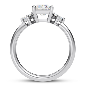 SGARIT HK100 Custom Three Stone Unisex Engagement <b>Ring</b> Solid 18K White Gold Six Prong Radiant Cut Lab Diamond Princess Side - Product Image 4