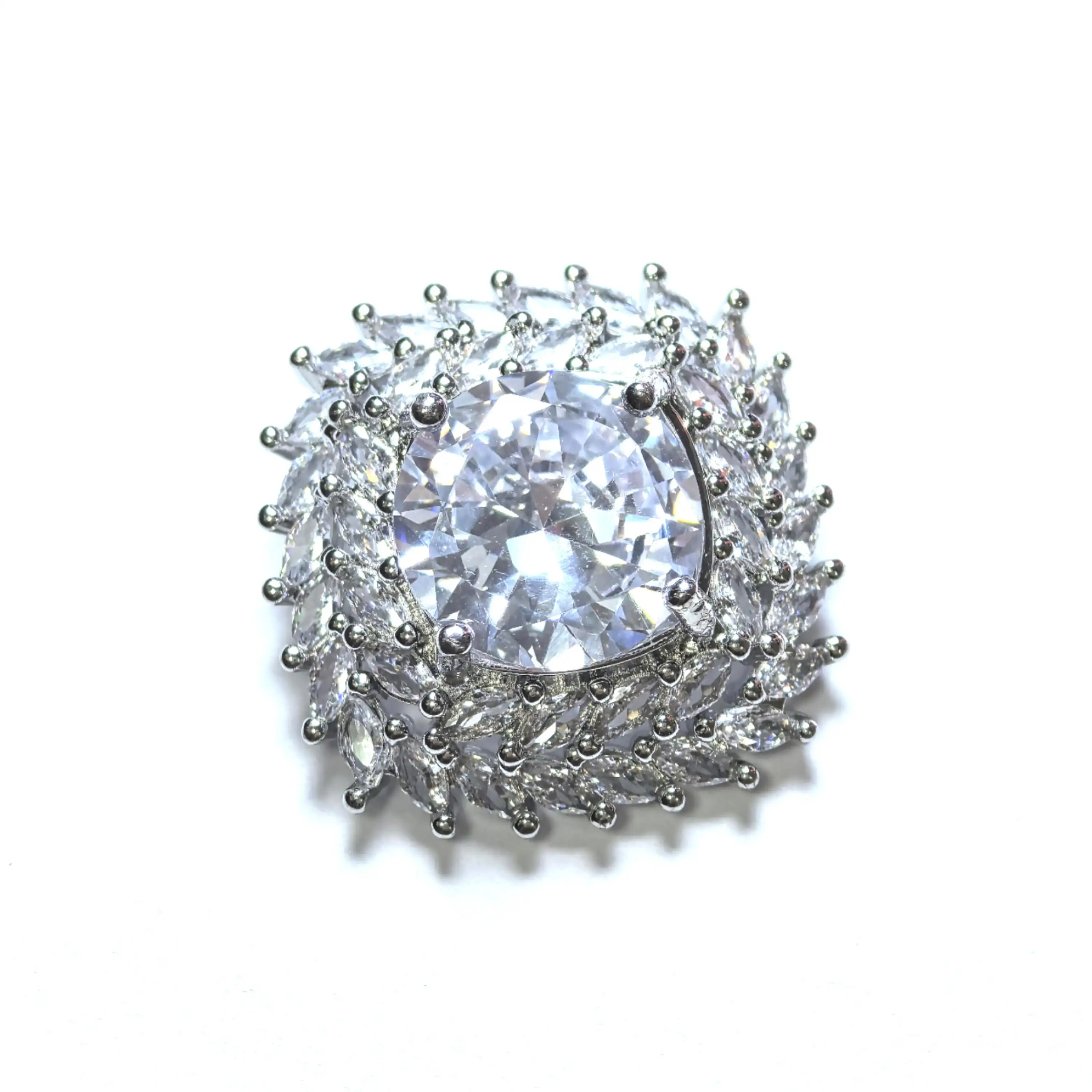 Botão de haste de zircônio em forma de folha de cristal de alta qualidade, botão de costura com strass para roupas e sapatos