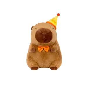 AIFEI 장난감 창조적 인 생일 모자 복어 봉제 장난감 앉아있는 자세 Maillard 복어 인형 어린이 선물