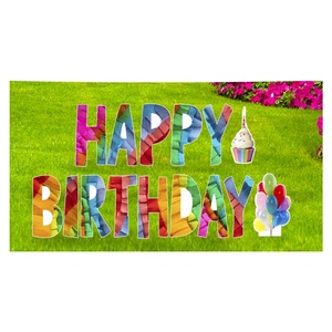 Tanda Halaman kartu rumput plastik selamat ulang tahun kustom DENGAN pasak dan huruf - Product Image 2