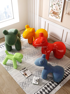 Silla creativa para <span class=keywords><strong>cachorros</strong></span> Pony, tela de microfibra, taburete de animales de madera de cuero, asiento para niños, silla para sala de estar - Product Image 3