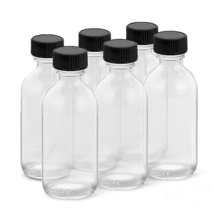 Bouteilles en verre rondes de Boston vides de 60 ml, 120 ml, 2 oz, 4 oz, pour voyage, whisky, vin, huile, jus, shots de gingembre, <span class=keywords><strong>mini</strong></span>-bouteilles avec bouchon à vis - Product Image 2