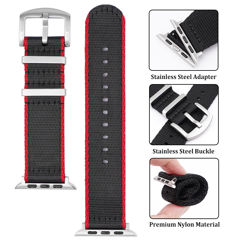 Wholesale Woven Nylon Canvas Fabric Smart Watch Bands Straps for Apple IWatch Series 8 7