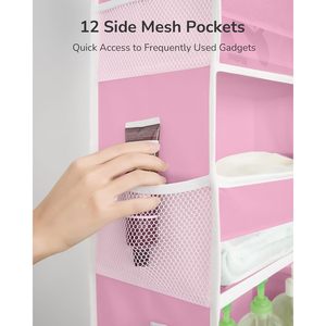 Over The Door Organizer 18 Pockets Pink Hanging Storage For Baby Products Neatening With Mesh Side Pockets - Product Image 5