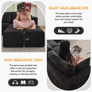 Sofá Cama Modular Extra Grande de 4 Plazas con Otomana, Sin Ensamblaje, Sofás de Pana con Chaise Longue - Product Image 5