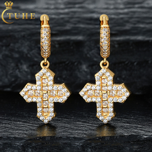 J&C Full Iced Hip Hop Cross Pendants 925 Sterling <b>Silver</b> Rose Gold Plated Men Women Fashion baguette Moissanite GRA Certified - Product Image 3