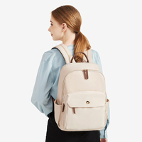 Sac à dos pour ordinateur portable en nylon imperméable pour femme, idéal pour les affaires, compatible avec les ordinateurs portables de 14 à 15,6 pouces, sac de travail minimaliste avec sangle de bagage, sac de voyage