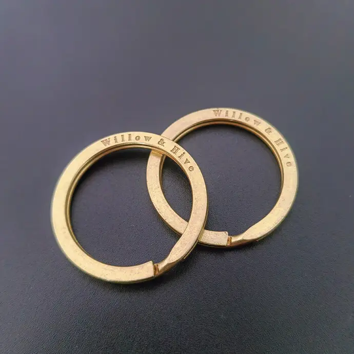 custom logo personalized round solid brass split key ring 10mm 15mm 20mm 25mm 28mm 30mm 35mm 38mm
