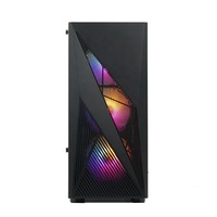 MATX Mid Tower Gaming PC Case with Aluminum Alloy Construction Iron Mesh Front Panel Tempered Glass Side Panel