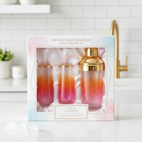Ensemble de shakers à cocktails portables modernes et durables en gros avec gobelets en plastique et couvercles pour fêtes, outils de bar et cadeaux