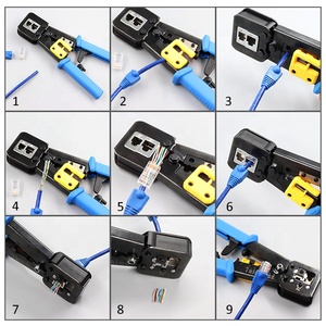 Pinza <span class=keywords><strong>de</strong></span> crimpado manual <span class=keywords><strong>para</strong></span> conectores RJ45, RJ12, Cat5, Cat5e, Cat6, con función <span class=keywords><strong>de</strong></span> pelacables y prensado - Product Image 4
