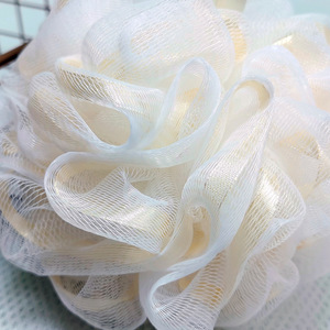 Bath Sponge Large Beige Mesh With Ribbon For Bathing And Lathering - Product Image 2