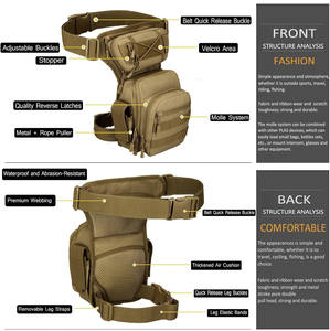 Riñonera táctica para muslo y pierna caída, riñonera multifuncional para motocicleta, carreras, bicicleta, ciclismo, senderismo, equitación - Product Image 5