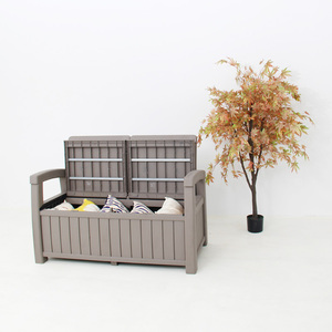 Garden Armrest Bench Plastic Large Capacity Outdoor Storage Bench for Backyard Courtyard Garden Patio Indoor Outdoor