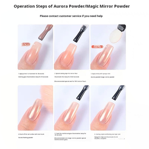 Polvo Mágico para Uñas Efecto Espejo, Alta Calidad, Nuevo Material PET Aurora Plateado, Realza las Uñas con Brillo Lunar y Efecto Cielo Estrellado, Colores Mezclados - Product Image 6