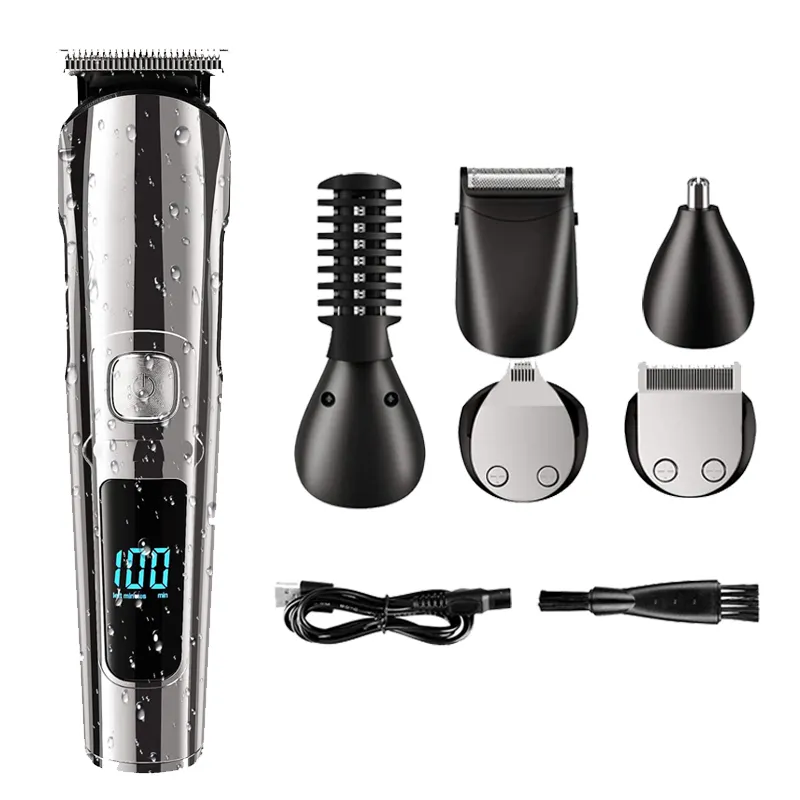 Professional Waterproof Hair Clipper for Men Rechargeable Cordless electric razor 5 in 1 Hair Beard Trimmer